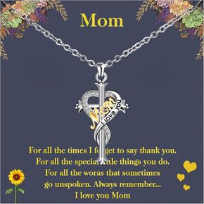 Mothers Day Gifts for Mom from Daughter Son Gift for Mom Wife Grandpa Christian Gifts for Women Birthday Best Mother Gift Necklace Heart Pendant with Box