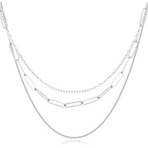 Gold Layered Necklaces for Women | 14K Gold & Silver Plated Dainty Necklace for Women with Bracelet | Small Love Waterproof Chain Necklaces for Women