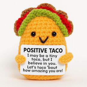 Inspirational Positive Crochet Animals Taco, Mini Handmade Emotional Support Crochet Gifts for Women, Cute Emotional Support Plush, Crochet Stuffed Animal, Birthday Gifts for Women Mom Friend Sister