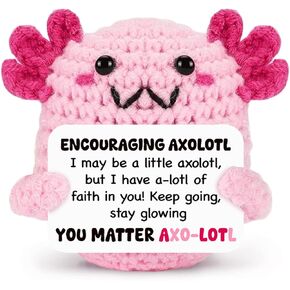 Cute Crochet Axolotl, Feel Better for Women Friends, Support Buddies as Gift for Her, Mom, Sister, Motivational Gifts Crochet Animal for Coworkers, Birthday, Christmas
