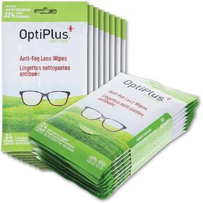OptiPlus Anti-Fog Extra Large 5" x 8" Lens Wipes for Eyeglasses, Goggles and Shields | 8 Travel Packs - 192ct