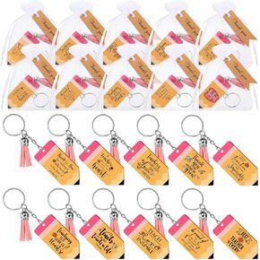 Bucherry 30 Sets 2025 Graduation Gifts for Teacher from Students Teacher Appreciation Gifts Bulk Inspirational Pencil Charms Keychains with Tassel Organza Bags Thank You Tags for Educator Women Men