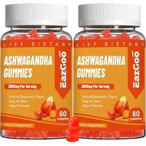 Ashwagandha Gummies & Vitamin D3, 3000mg Extra Strength Ashwagandha Root Extract for Boosts Energy, Immune Support, Non-GMO, Mixed Berry Flavor, 60 Count