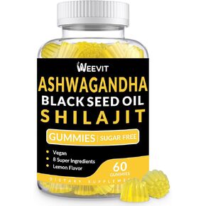 Ashwagandha Gummies, Shilajit Black Seed, Sea Moss, Maca Root, Turmeric, All in One Supplement