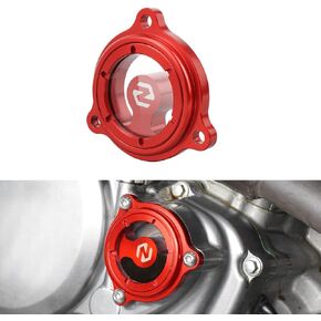 NICECNC Upgraded Red Engine Oil Filtrar Cap Cover Transparent CNC & Billet Aluminum Compatible with Honda XR650L 1993-2023, XR600R 1990-2000
