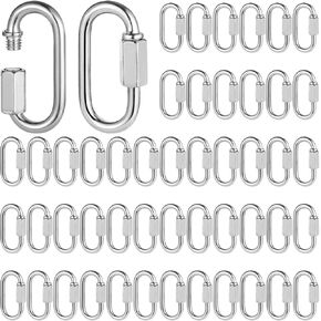 100 Pcs Quick Chain Links, M3.5 Heavy Duty 1/8 Inch D Shape Links, Galvanized Iron Chain Connectors for Safety, Threaded Locking Repair Chain Links for Outdoor Traveling Equipment, 174lbs Capacity in Saudi Arabia