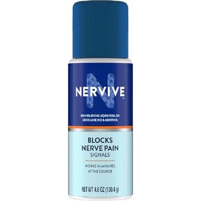 Nervive Nerve Care, Pain Relieving Large Roll On, Max Strength No-Mess Topical Pain Reliever with Lidocaine and Menthol for Toes, Feet, Fingers, Hands, Legs & Arms, 4.6oz