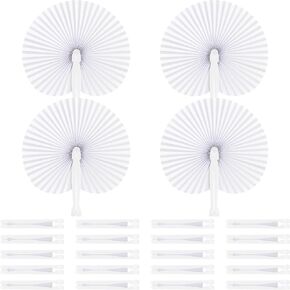 24 PCS Paper Foving Fans ، Paper Hand Hand Fan Fan Round Fans Fans مع مقبض بلاستيكي ، مراوح قابلة للطي ، تفضل الحفلات المحمولة بإكسسوارات DIY لحفل الزفاف والزينة المنزلية
