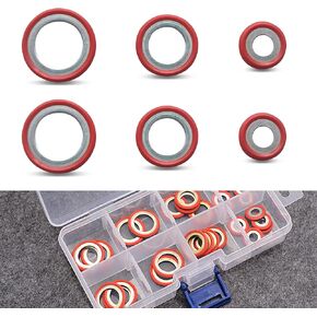 30 PCS A/C GASKET O-RING ، حلقات مضخة ضاغط مكيف مكيف مكيف عالية في درجات الحرارة ، مجموعة من الحشيات المقاومة للتسرب متعددة المواصفات ، Universal لمعظم شاحنات السيارات (RED)