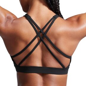CRZ YOGA Butterbreeze Square Neck Sports Bras for Women - Strappy Thin Straps Wireless Workout Traning Padded Gym Cami Top