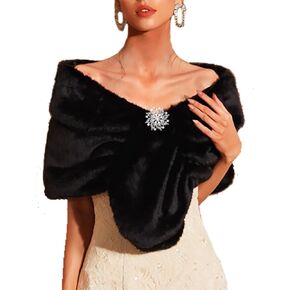 Yalice Women Women’s Faux Fur Fur Shawl and Wrap Bridal Fur Fur Scarf for Bride and Intersmaids