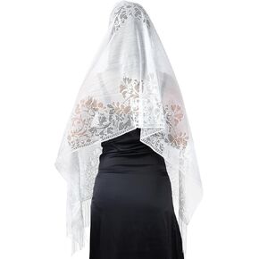 MILAKOO Lace Shawel Women's Floral Lace Scarf with Tassel Elegant Triangle Mantilla Sacrves for Feast