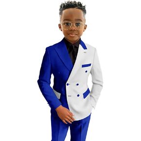 Boys Suit 2 Pieces Slim Fit Suits Set Double Breasted Casual Suits Wedding Party Blazer Pants Tuxedos 3-16 Years