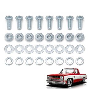 32Pcs Stainless Steel Front Bumper Bolt Kit 1981-1987 & Rear Bumper Bolt Set 1973-1987 Compatible with Chevy GM C10 K10 C/K Pickup Truck