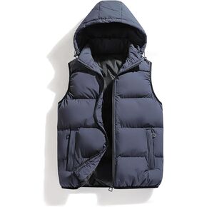hathne Men's Winter Puffer Vest Sleeveless Warm Zipper Lightweight Jacket Vest with Removable Hood in Saudi Arabia