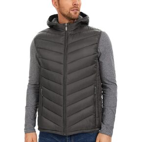 YKR Mens Puffer Vest Lightweight Winter Hooded Puffy Outerwear Vests Quilted Gilet with Pockets