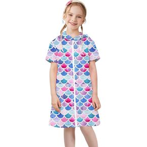 Girls Swim Cover Up Toddler Zip-Up Beach Pool Swimwear kids Hooded Swimsuit in Saudi Arabia