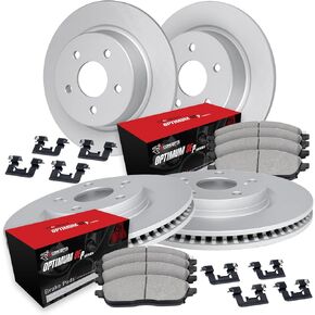 R1 Concepts Front and Rear Brakes and Rotors| Hardware Included| Front and Rear Optimum OEp Brake Pads and Rotors Kit| Fits 2011-2014 Honda Odyssey