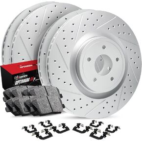 R1 Concepts Front and Rear Brakes and Rotors| Hardware Included| Front and Rear Optimum OEp Brake Pads and Rotors Kit| Fits 2007-2009 Chrysler Aspen