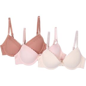 TAHARI Girls' 3-Pack Structured Wire Bras