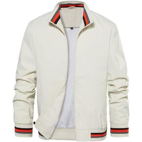 FTIMILD Mens Bomber Jacket Lightweight Causal Windbreaker Stripe Patterned Sport Outerwear Jacket Spring & Fall