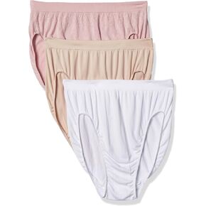 Bali Women's Seamless Underwear Pack, Comfort Revolution Hi-Cut Panties, Microfiber Stretch Underwear for Women, 3-Pack