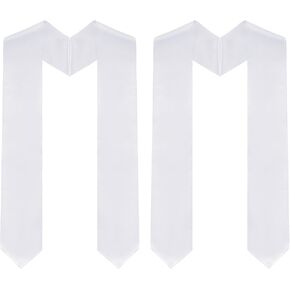 baotongle 2 Pieces Unisex Graduation Stole Bulk Sublimation Blank Grad Sash Plain Graduate Honor Stole 70 Inches (2, white)