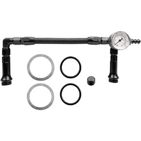 Braided Aluminum AN6 Dual Feed Carb Fuel Line Double Pump with Vacuum Pressure Gauge Fit for Holley Dominator 4150 Series 7/8"-20 Thread