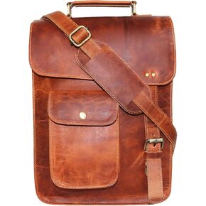 Jaald 13" Leather Messenger Bag Laptop Case Office Briefcase Men Computer Distressed Shoulder Bag