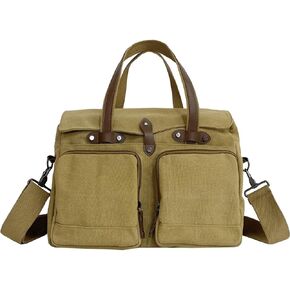 Large Vintage Canvas Messenger Shoulder Bag Travel Crossbody Bag for Men Women Messenger bag Handbag with Multiple Pockets