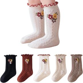 Baby Girls Socks Toddlers Ruffle Socks Girl's Dress Socks Princess Mary Jane Crew Socks 5 Pairs
