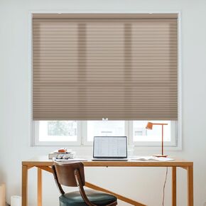 DEZ FURNISHINGS Cordless 1.5" Light Filtering Cellular Shade, 60" W x 84" H, Latte
