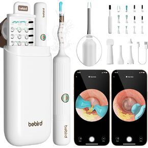 BEBIRD Earsight Plus Ear Wax Removal Tool Camera with HD Visual Otoscope, Smart WiFi Earwax Cleaner Kit, Safe Silicone Flexible Scoops & Tweezers Tools for Adults & Kids (Blue)