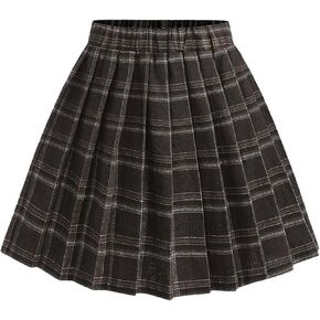 Floerns Girl's Plaid Pleated High Waisted A Line Skirt Uniform Short Skater Skirts