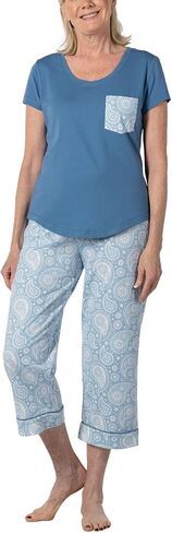 PajamaGram Womens PJs Sets - Ladies Pajamas Capris 100% Cotton in Saudi Arabia