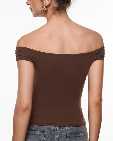 INLYRIC Women's Inbarely Soft Off The Shoulder Tops Versatile Going Out Trendy Shirts Y2K Spring Summer Outfits in Saudi Arabia