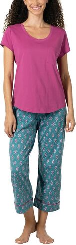 PajamaGram Womens PJs Sets - Ladies Pajamas Capris 100% Cotton in Saudi Arabia