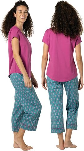 PajamaGram Womens PJs Sets - Ladies Pajamas Capris 100% Cotton in Saudi Arabia