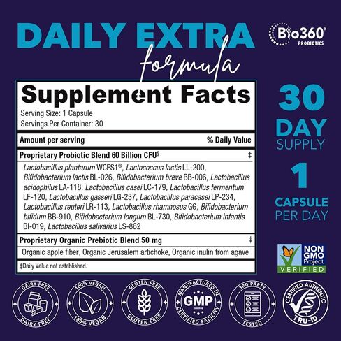 Extra Strength Probiotic for Digestive Health and Immune Support, 60 Billion CFU & 15 Strains, Gut Health Probiotics for Men and Women Supports Occasional Constipation, Diarrhea, Gas & Bloating, 30CT in Saudi Arabia