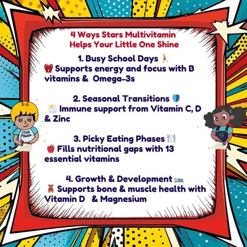 Stars Multivitamin Gummies for Adults with Omega 3, Daily Chewable Selenium Gummy Multi Vitamins for Men & Women, Vitamin A, B, D, Biotin, 30 Star Shaped Gummies in Saudi Arabia