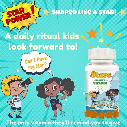 Stars Multivitamin Gummies for Adults with Omega 3, Daily Chewable Selenium Gummy Multi Vitamins for Men & Women, Vitamin A, B, D, Biotin, 30 Star Shaped Gummies in Saudi Arabia