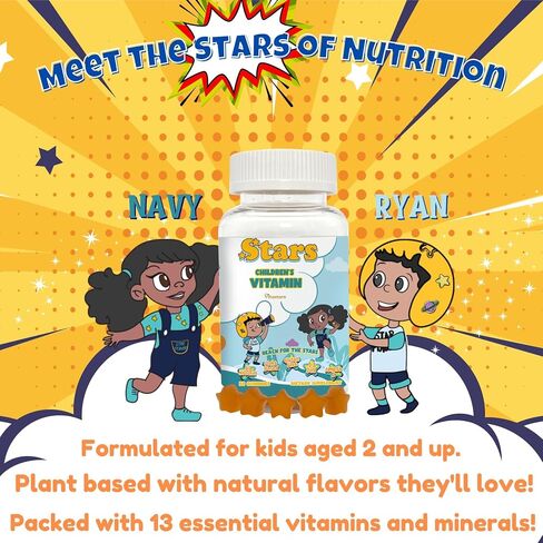 Stars Multivitamin Gummies for Adults with Omega 3, Daily Chewable Selenium Gummy Multi Vitamins for Men & Women, Vitamin A, B, D, Biotin, 30 Star Shaped Gummies in Saudi Arabia
