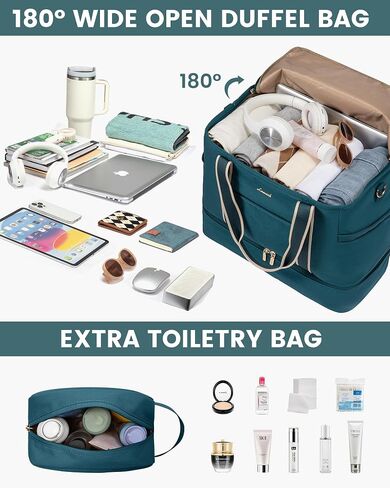 Lovevook Travel Duffle Facs for Women ، 45L Carry On Weekender Acags ، حقيبة سفر شخصية عن العناصر مع أدوات الزينة ، مستشفى للنساء الولادة حقيبة بين عشية وضحاها ، حقيبة صالة رياضية للنساء in Saudi Arabia