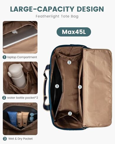 Lovevook Travel Duffle Facs for Women ، 45L Carry On Weekender Acags ، حقيبة سفر شخصية عن العناصر مع أدوات الزينة ، مستشفى للنساء الولادة حقيبة بين عشية وضحاها ، حقيبة صالة رياضية للنساء in Saudi Arabia