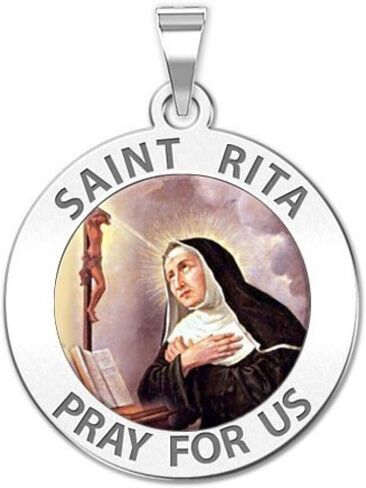 Picturesongold.com Saint Rita الميدالية الدينية باللون الذهب الأصفر المطلي والذهب الأصفر أو الأبيض ، أو الفضة الاسترليني in Saudi Arabia