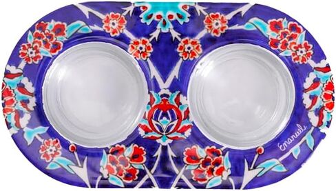 Yair Emanuel Shabbat Candle Holders for Tea Light Candles – Vibrant Decorative Metal Base with Glass Cups – Modern Judaica Gift (Armenian Tile - Cal-4) in Kuwait