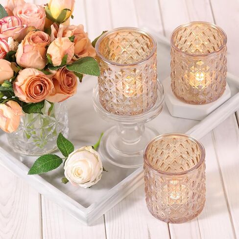 8Pcs Large Votive Candle Holders Blue Tea Light Candle Holders Glass Candle Holder for Wedding, Bridal Shower, Table Centerpiece, Party, Home Decor in Kuwait