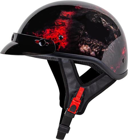 Cartman Cruiser Scooter Motorcycle Half Face Helmet, Red Skull USA Graphics, DOT Approved for Bike Scooter ATV UTV Chopper Medium in Saudi Arabia