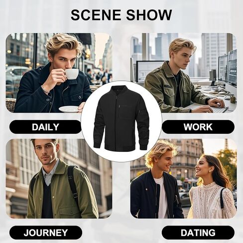 AOTORR Men's Jackets Bomber Lightweight Casual Baseball Sports Work Hiking Jacket Outwear with Zip Pockets in Saudi Arabia