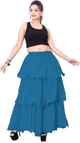 Chiffon 3 Layer Belly Dancing Troupe Skirt Flair 3 Layer Tribal Dance Skirt for Girls C3 in Saudi Arabia